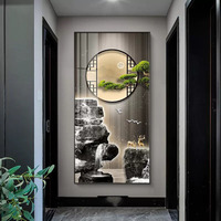 Peinture murale LED en acrylique effet cascade de cristal et porcelaine pour l'entrée et la décoration du salon