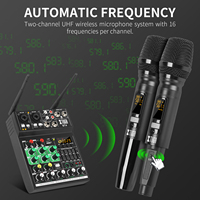 XTUGA BT4 Mixeur audio DJ sans fil professionnel 4 canaux avec alimentation fantôme 48V intégrée, métal et plastique, portée de 180 pieds, audio USB