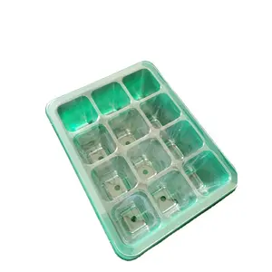 Best Selling Eco Friendly Disposable Green Base Clear Lid 12 Cells Plant Cultivation Growing Pots Plastic Seedling Tray