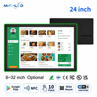 Écran publicitaire mural commercial 23,8 pouces 1920x1080 avec écran tactile, RK3576S, 4 Go de RAM, 64 Go de stockage, WiFi 6, NFC