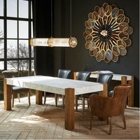 Mobilier de luxe moderne personnalisé de haute qualité pieds en bois massif table à manger en marbre