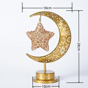 Lampe décorative en métal <span class=keywords><strong>Eid</strong></span> <span class=keywords><strong>Mubarak</strong></span> avec lumière LED nocturne, étoile et lune, <span class=keywords><strong>accessoire</strong></span> de table pour l'éclairage nocturne du Ramadan - Product Image 6