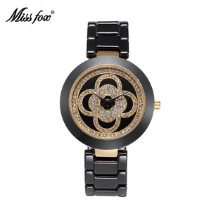 Women's Fashionable Ceramic Four-leaf Clover Waterproof Diamond-<b>set</b> <b>Watch</b>. Factory Direct Sale. - Product Image 3