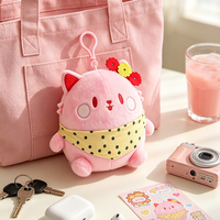 Boneka Kucing Custom dengan Syal Bunga, Boneka Hewan Lucu Lembut, OEM ODM Boneka Plushie Lembut untuk Dekorasi Kamar Anak