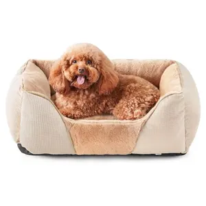 Tempat tidur anjing mewah untuk anjing kecil sedang besar, tempat tidur Sofa anjing menenangkan dengan dasar Anti selip bisa dicuci dengan mesin