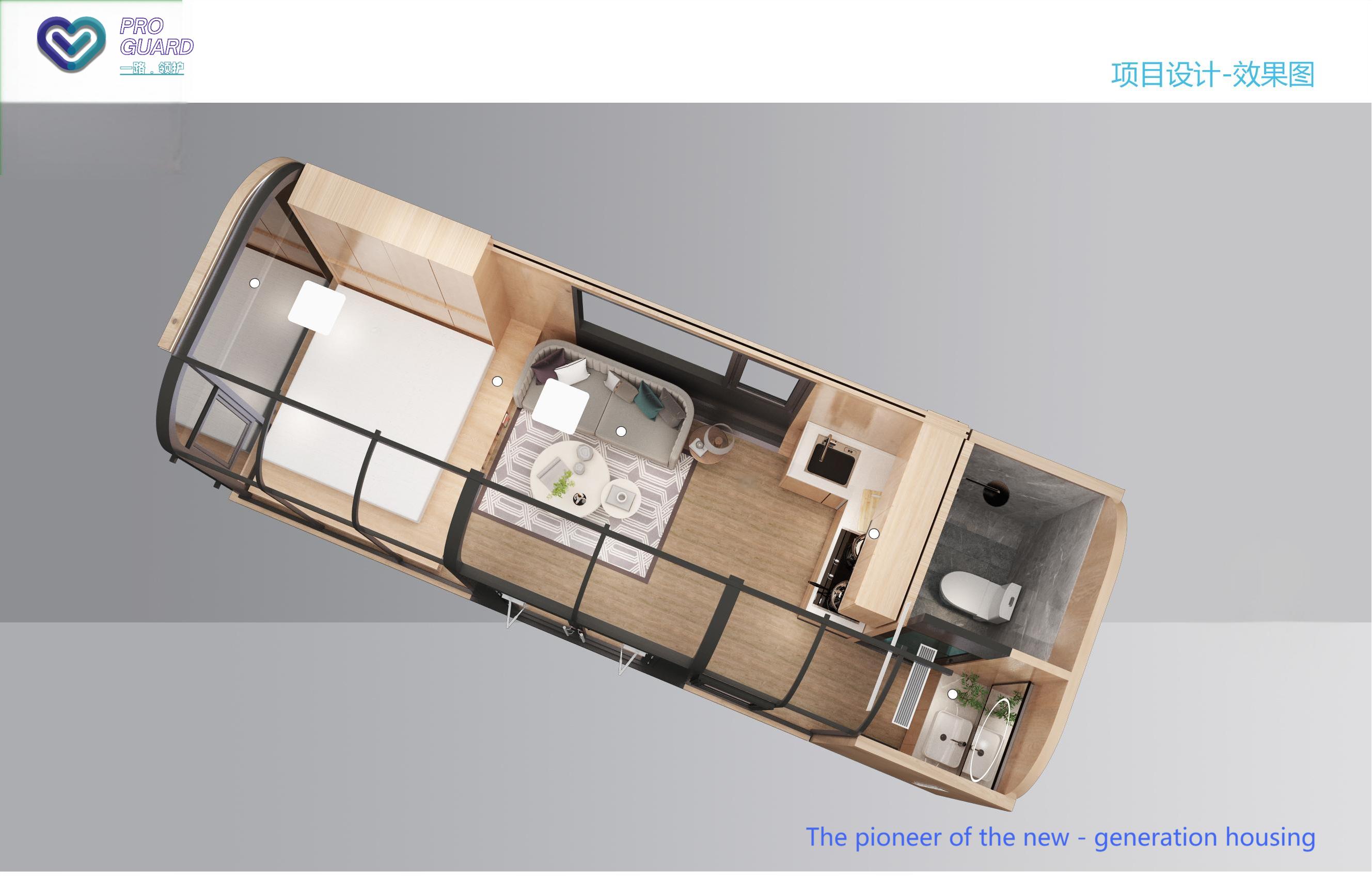 Prefabricated House Prefab Capsule Hotel Room Sleeping Apple Pod Cabin With Bedroom Bathroom Kitchen 5