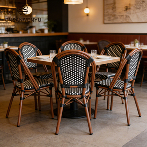 Chaises de salle <span class=keywords><strong>à</strong></span> manger en osier de style parisien pour hôtel, jardin, terrasse, café, mobilier d'événements - Product Image 4