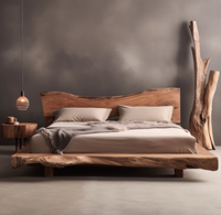 Lit plateforme de rangement en pin massif de style Mid-Century Modern, design multifonctionnel, écologique et durable pour chambre à coucher et mobilier de maison