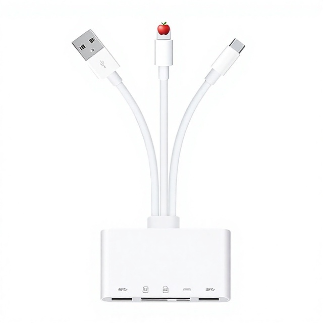 Multi-function OTG Adapter for iPhone Type-C to SD/TF All-in-One Card Reader with ABS Material and USB-A Connection