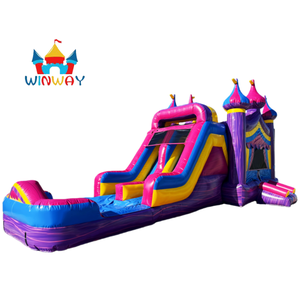Château gonflable commercial avec toboggan aquatique, structure gonflable à double voie pour événements et locations de fêtes, intérieur/extérieur - Product Image 1