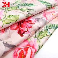 Étoffe en satin de soie polyester haute qualité, tissu imprimé à motifs floraux pour ruban