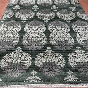 Elegant 8x10 Ft Hand Knotted Silk Persian Dark Forest Green Rug Handmade Decorative Area Carpet - Product Image 6