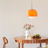 Luminaire suspendu en verre Bauhaus vintage, design minimaliste moderne, éclairage orange pour une utilisation multi-pièces
