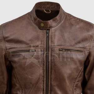 Wholesale High Quality <b>Men's</b> Leather <b>Jacket</b> with Zipper Style <b>Down</b>-<b>Filled</b> for Winter Factory Price Reasonable - Product Image 5