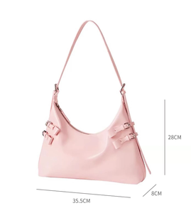 Sac à bandoulière pour femme en cuir végétalien rose, sac à main en cuir PU souple pour femme - Product Image 5