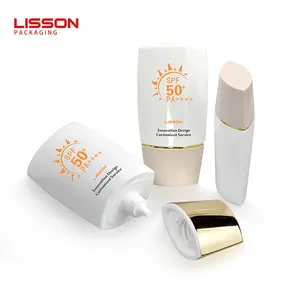 New Design Cosmetic 30 40 50 60 ml Sunscreen Plastic Bottle Wholesale Custom Nozzle Squeeze Plastic Sunscreen Packaging Bottle