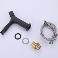 Robinet de lavabo carré minimaliste noir mat, corps en laiton massif, mitigeur chaud/froid moderne pour salle de bain