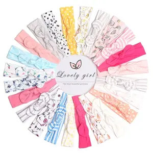 2021 Product 3 Pack Girl Kids Baby's Turban Head Bands Hairband Cotton Elastic Hair Band Headbands Bow Baby Hair Accessories Set