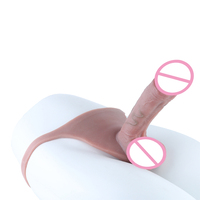 S8041-PC En gros Godemiché pénien creux en silicone réaliste avec 3 embouts, pour l'agrandissement du pénis et l'amélioration du plaisir sexuel en couple, à porter sous la lingerie