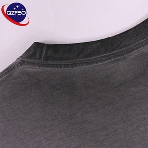 QZFSO Acid Wash Vintage Graphic Tee Camiseta de algodón de gran tamaño recortada de gimnasio pesado de alta calidad 300 Gsm lavado Unisex camiseta personalizada - Product Image 4
