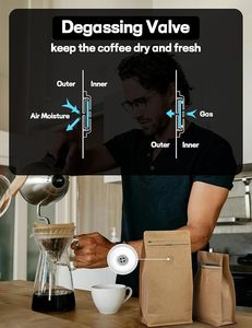 Bolsa de Café Personalizable, Desechable, Multicapa, de Plástico Kraft, con Válvula de Desgasificación, Sellado Térmico, Impresión Serigráfica, para Supermercado - Product Image 6