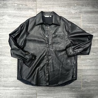 Veste chemise longue réversible unisexe surdimensionnée en PU vintage, coupe ample et légère, avec boutons sur le devant, service OEM, finition personnalisée