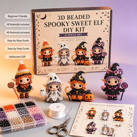 Kit DIY Elfe des Fêtes Perlé 3D, 4 Pièces, Ensemble de Fabrication de Mini Poupées Perlées Faites à la Main, Kit d'Artisanat pour Débutants, Cadeau de Noël, Ornement de Bureau