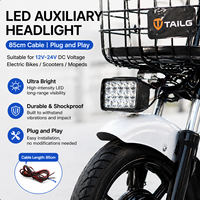 Phare auxiliaire avant LED super lumineux 12V-85V pour vélo électrique, scooter, tricycle, plug and play, câble de 85 cm