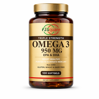 Huile de poisson oméga 3 de qualité supérieure OEM, capsules molles d'huile de poisson oméga 3 950 mg, compléments alimentaires