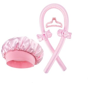 Vente en gros d'usine, bandeau pour cheveux à ondulations magiques douces, ensemble de bigoudis sans chaleur, rouleau à cheveux en soie pour dormir avec bonnet en satin - Product Image 3
