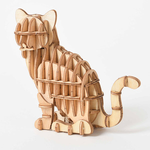 DIY kayu kartun hewan teka-teki 3D Model kucing mainan Puzzle hadiah kerajinan untuk anak-anak - Product Image 1