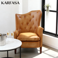 Canapé individuel carré vintage en cuir moderne confortable, salon, hôtel, luxe, mobilier léger pour la maison, personnalisable