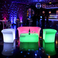 Ensemble de table lumineuse contemporaine en plastique PE rectangulaire LED RGB avec télécommande sans fil à changement de couleur pour usage commercial