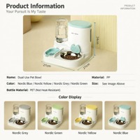 Distributeur automatique d'eau et de nourriture 2-en-1 pour chats, distributeur d'eau par gravité, gamelle anti-renversement pour chiens, ensemble de stations d'alimentation détachables en plastique pour animaux de compagnie