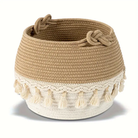 30.48cm X 22.86cm panier de rangement en corde de coton fait à la main panier Boho gland panier à linge corde de coton tissé