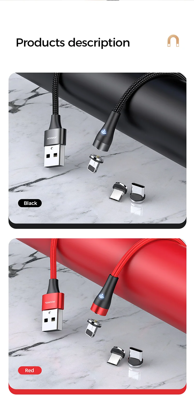 JOYROOM Magnetic Cable Usb Cable Manufacturer New Amazon Wholesale Fast Charge Mobile Phones Data Micro Usb Phone Charging Cable