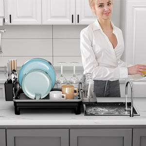 배수 보드 보관 홀더가있는 다기능 조정 가능한 주방 접시 보관 랙 주방 접시 주최자 - Product Image 4