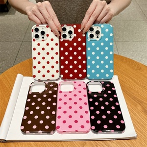 Custodia per telefono in stile Ins con motivo a pois neri retrò per <span class=keywords><strong>iPhone</strong></span> 17 <span class=keywords><strong>Pro</strong></span> Max 16 15 14 <span class=keywords><strong>13</strong></span>, <span class=keywords><strong>cover</strong></span> lucida alla moda antiurto IMD - Product Image 4