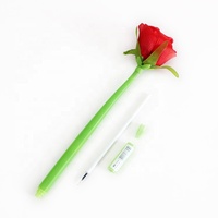 Bolígrafo de Gel O&Q de 0.5mm con Diseño de Rosa Roja para el Día de San Valentín, Tinta Azul, Regalo Promocional de Lujo para Chicas, Empaque Personalizable de Goma