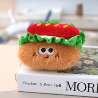 Dessin animé mignon Burger frites brodé en peluche en forme d'ours Figurine alimentaire porte-clés pendentif pour accessoires de distributeur automatique