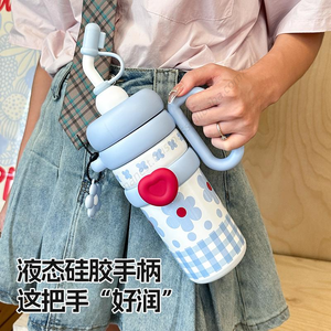 แก้วน้ำสแตนเลสเก็บความเย็น ขนาด 930 มล. พร้อมหลอดดูด ดีไซน์น่ารัก เหมาะสำหรับกาแฟเย็น มีหูจับ ขายส่ง - Product Image 5