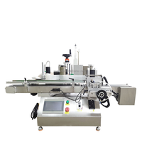 Machine d'étiquetage semi-automatique électrique de bureau PLC pour bouteilles plates et carrées, idéale pour les bouteilles de bière, de vin, de jus et les pots cosmétiques en verre