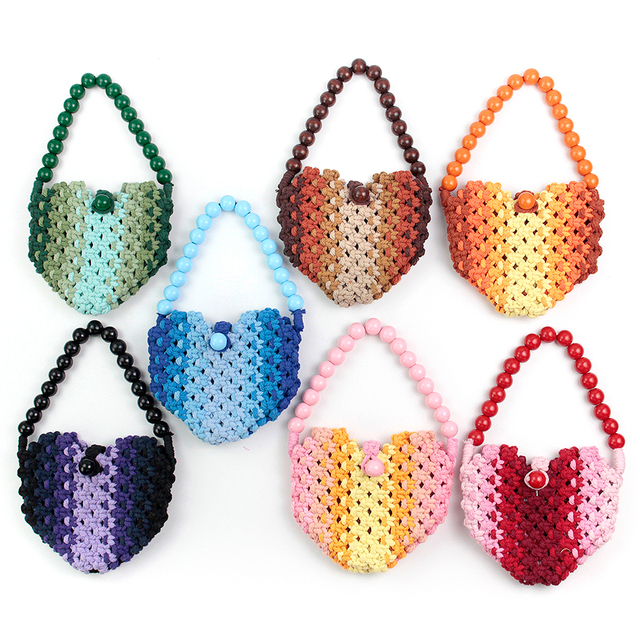 Handmade DIY Woven Polyester Material Tote Bag Macrame Kit with Tutorial for Beginner Boho Braided Wallet