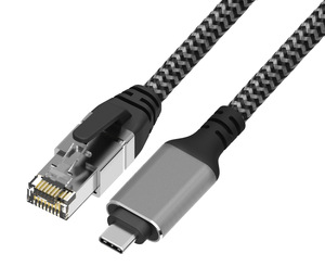Carcasa de aleación de aluminio tipo trenzado <span class=keywords><strong>USB</strong></span> C a RJ45 Cable de red 26AWG conexión directa de tabletas para teléfono portátil - Product Image 4