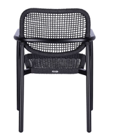 Chaises de jardin empilables modernes en aluminium avec accoudoirs en teck, confortables et légères pour hôtel, parc, villa