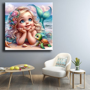Kit Thème Plage Marine Mosaïque Étoile <span class=keywords><strong>de</strong></span> Mer Coquillage Peinture Diamant Mosaïque 5D Résine Carrée Sirène Mignonne pour Bricolage et Décoration Maison ASF2846 - Product Image 3