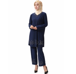 Bata de oración musulmana de poliéster cristalino con forma de corazón, adornada con pedrería, de felpa, para mujer, larga y elegante. - Product Image 1