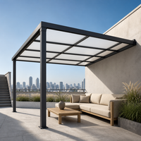 Pergola cantilever en aluminium avec toit transparent, fixation murale, pour terrasse, auvent extérieur, villa, imperméable, sur mesure