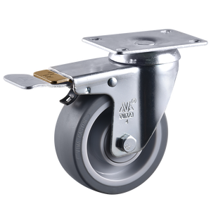 VIMA 4 Polegada <span class=keywords><strong>5</strong></span> Polegada Roda De Plástico Castor Cinza TPR PP Rodízio Rodas Do Carrinho De Compras Pesados Rodízios Giratórios com Freio - Product Image 2