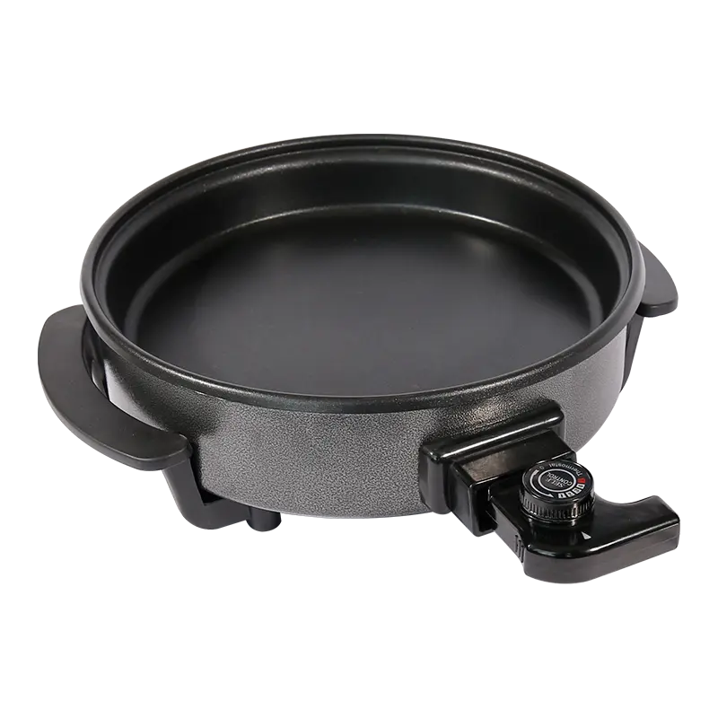 Panela elétrica para pizza com alça, frigideira elétrica 1400w, frigideira elétrica wok, venda com plástico, OEM 220